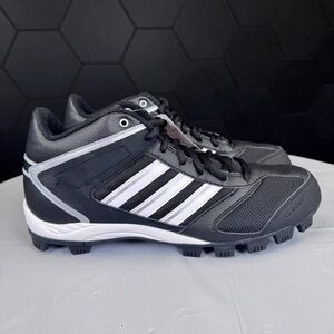 Mens Adidas Triple Star 7 Mid Baseball Cleats Black White Size 10.5 NEW